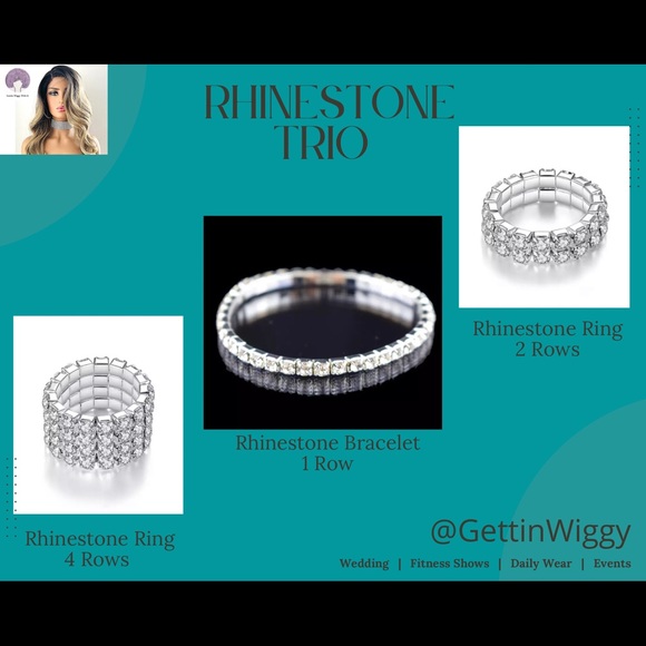 💎3/$35💎-Rhinestone Trio (2 Rings & 1 Bracelet) - Daily Wear or Events -$15 set - Picture 1 of 6